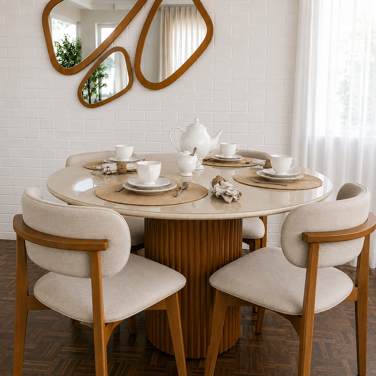 Conjunto de Mesa Redonda Wendy e Cadeiras Lara