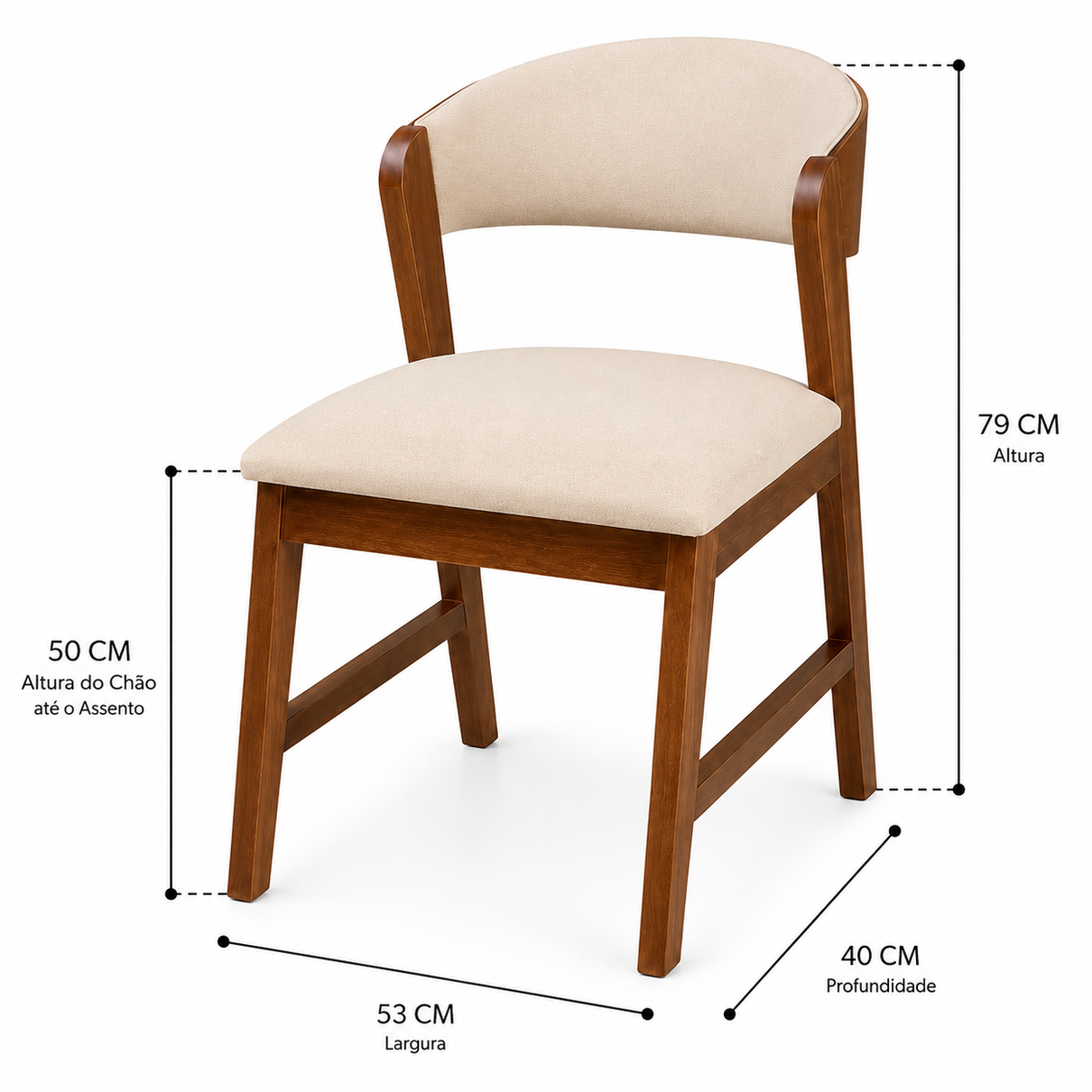 Cadeira Austrália com Encosto Anatômico – Madeira Maciça e Conforto Premium