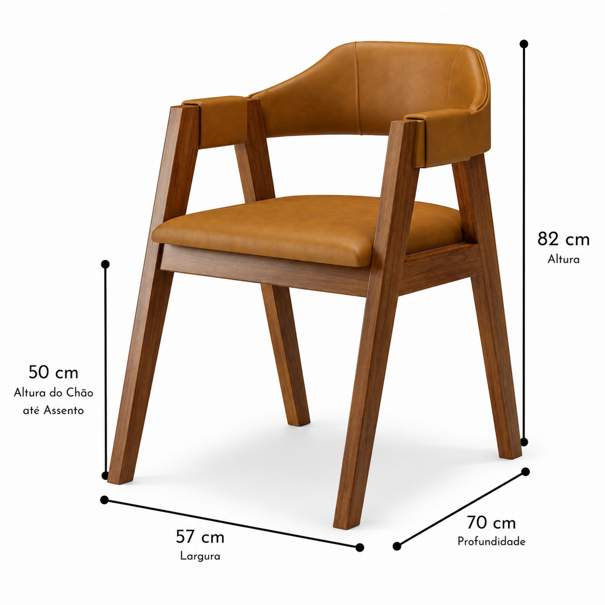 Cadeira Âmbar Madeira Maciça - Design Sofisticado