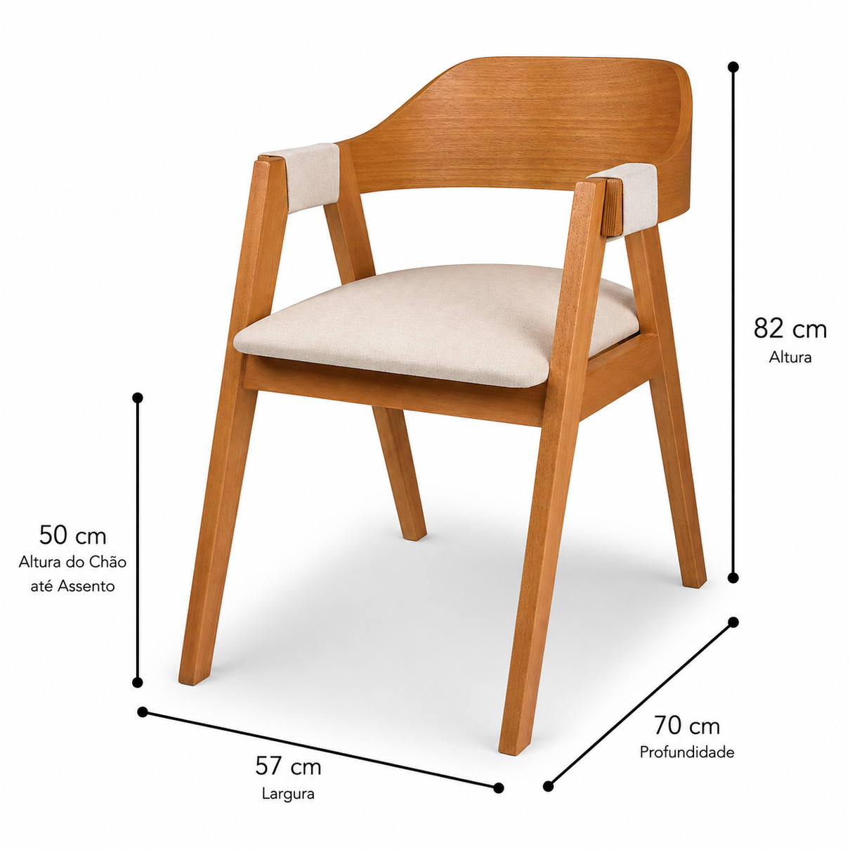 Cadeira Âmbar Madeira Maciça - Design Sofisticado