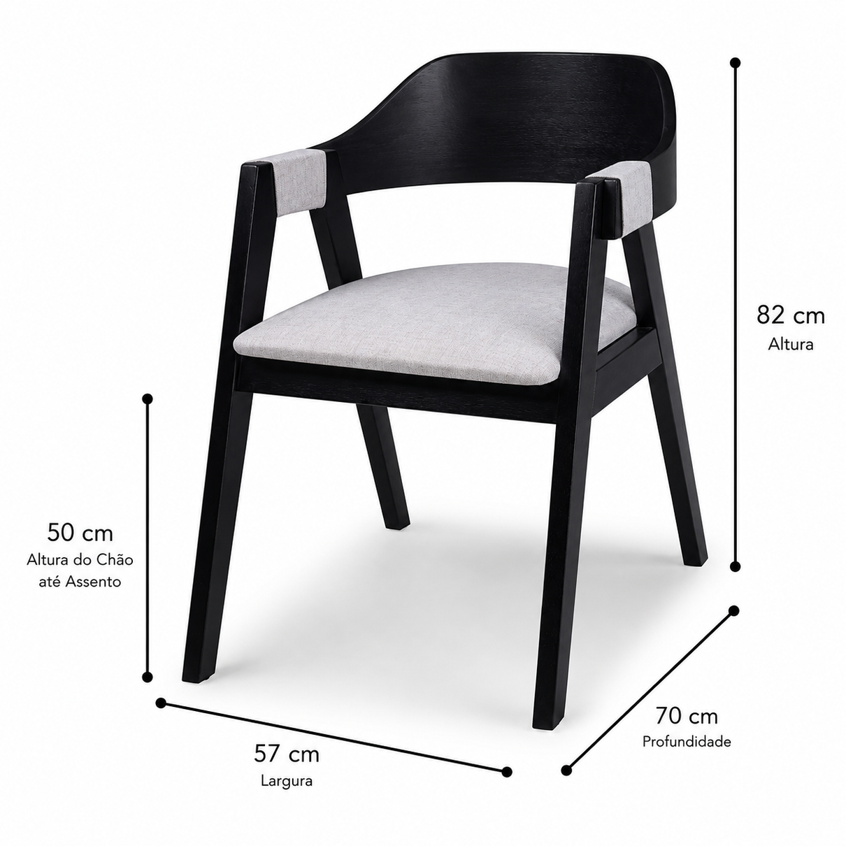 Cadeira Âmbar Madeira Maciça - Design Sofisticado