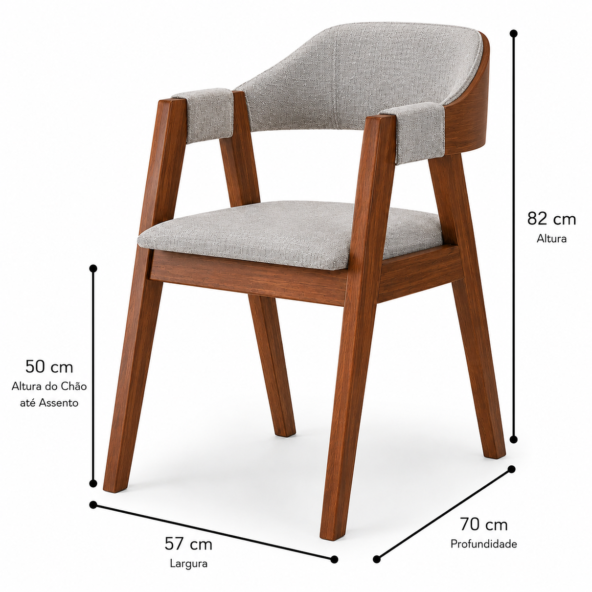 Cadeira Âmbar Madeira Maciça - Design Sofisticado