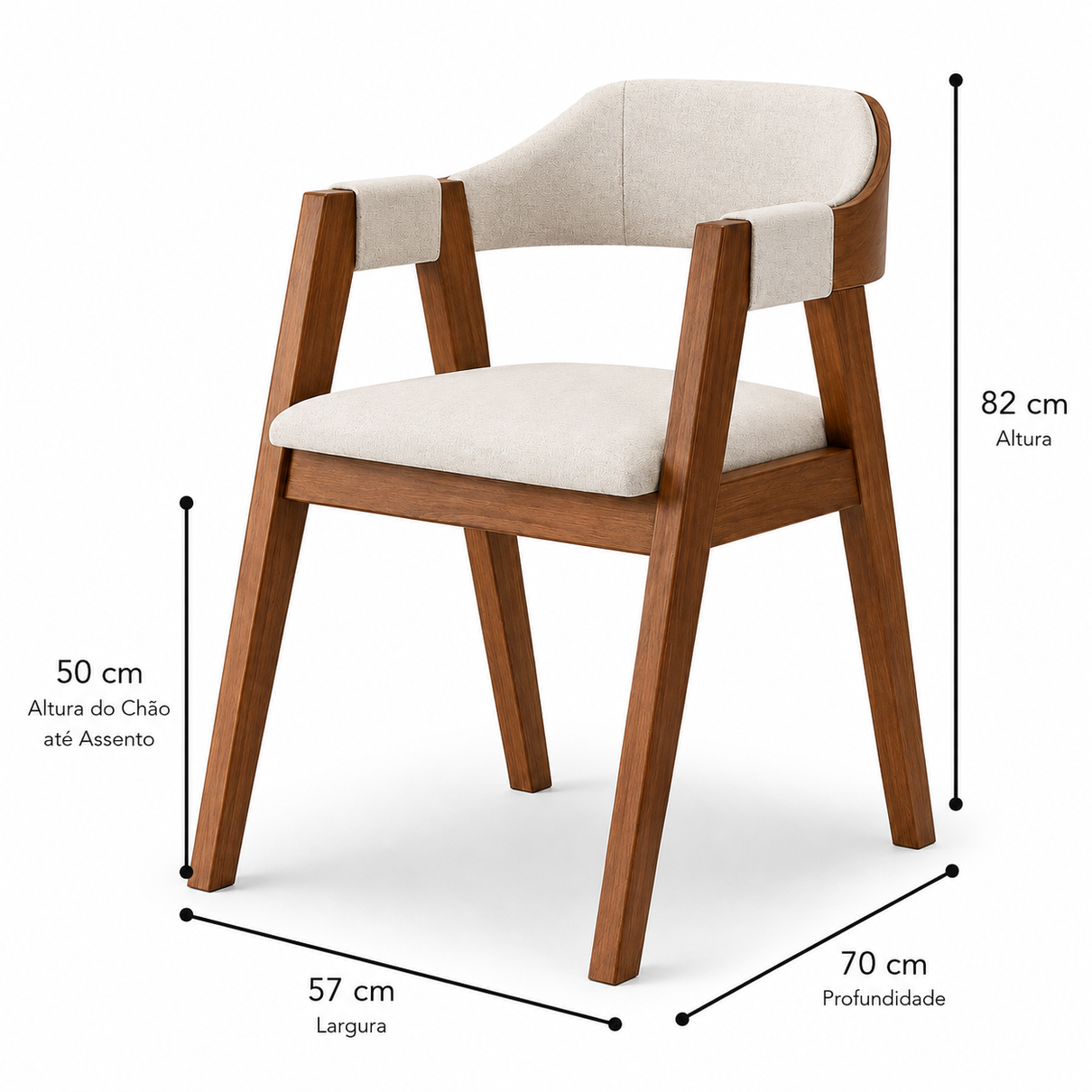 Cadeira Âmbar Madeira Maciça - Design Sofisticado